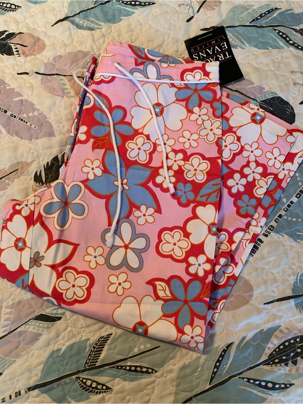 Floral Pink, Red, & Blue Capris